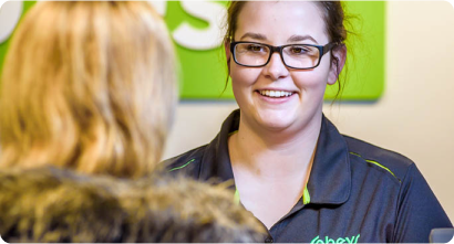 An Image of two girls employee of sobeys talking with each other