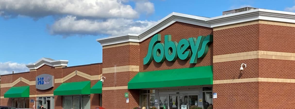 An Image of Sobeys supermarket front view.