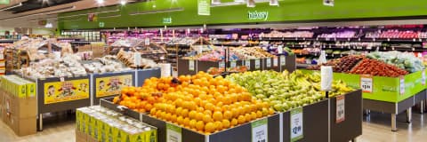 An Image of inside view of Sobeys supermarket filled with fresh fruits and vegetables